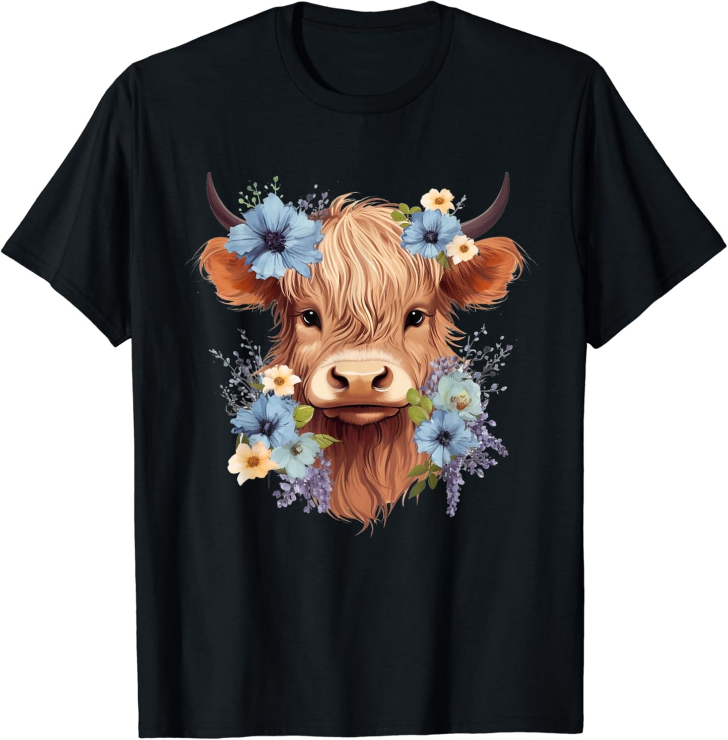 T-shirt et sweat à capuche « Vache des Highlands à motif floral » 0624