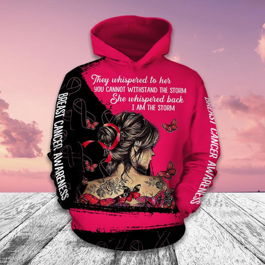 Je suis la tempête - T-shirt et sweat à capuche « Je suis la tempête » pour la sensibilisation au cancer du sein (0822)