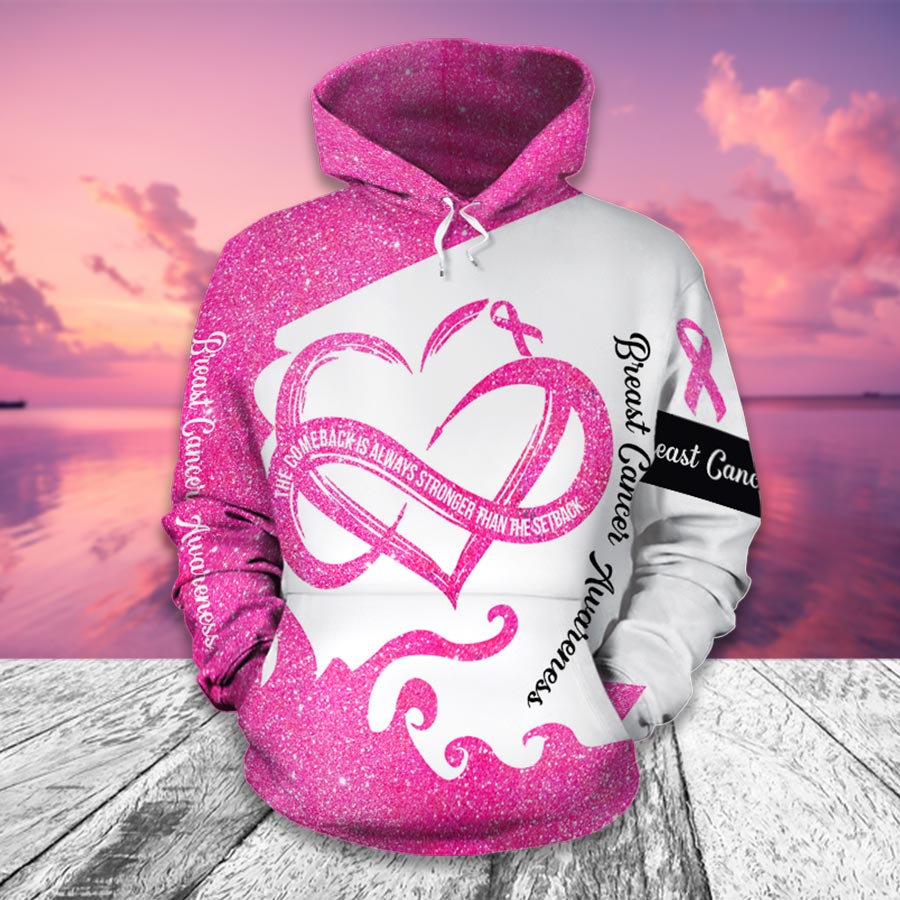 Le retour est toujours plus fort - T-shirt et sweat à capuche de sensibilisation au cancer du sein 0822