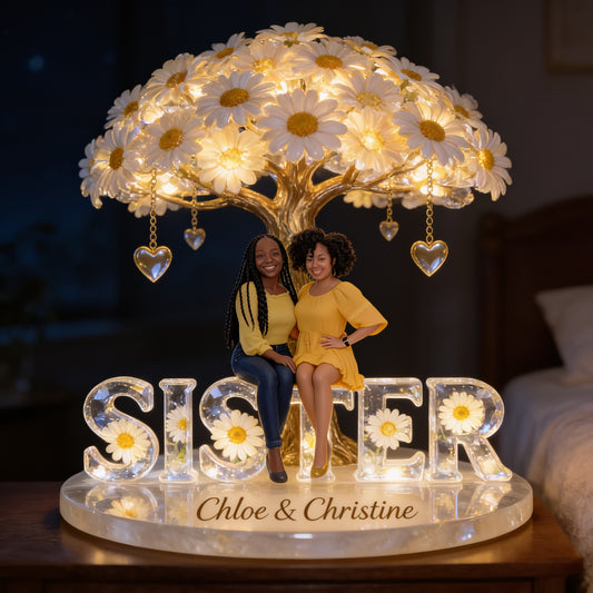 Lampe de Nuit LED Acrylique Personnalisée – Cadeau Unique pour Sœurs et Amies