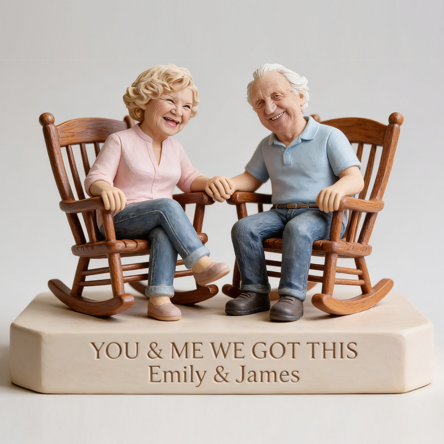 Custom Old Couple Photo Desk Sign - Shaped Acrylic Plaque Portrait Statue, Romantic Milestone Anniversary