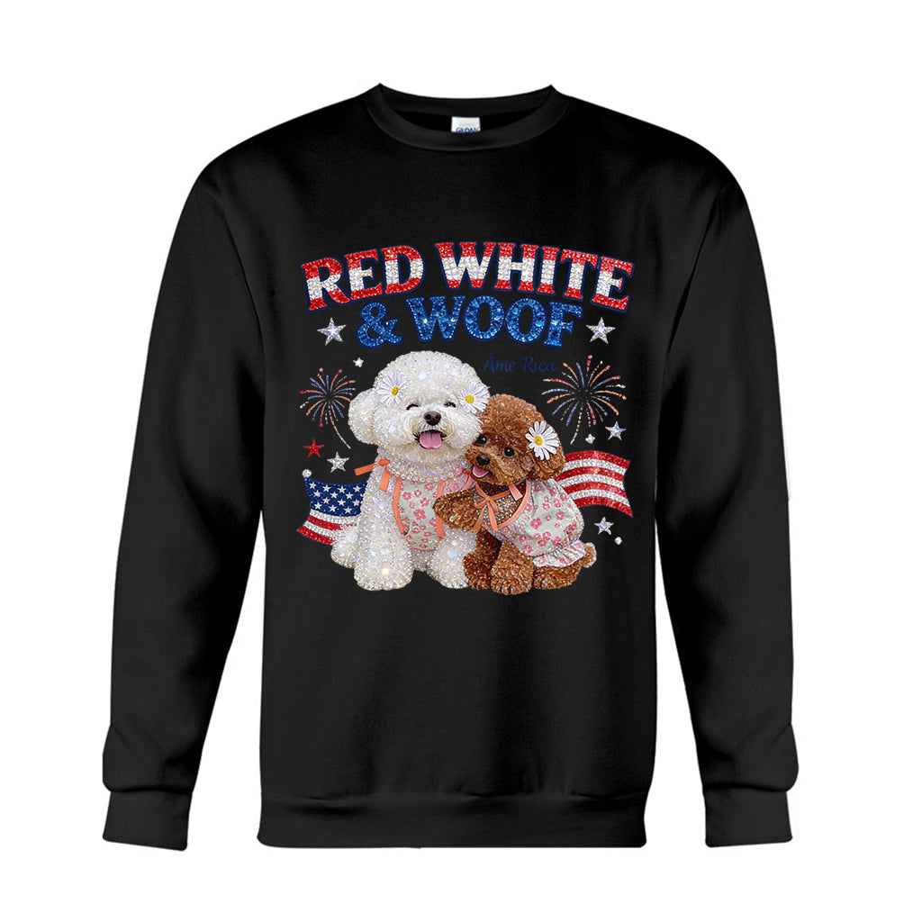 Rot Weiß Woof - Personalisierbares Hund T-Shirt und Hoodie