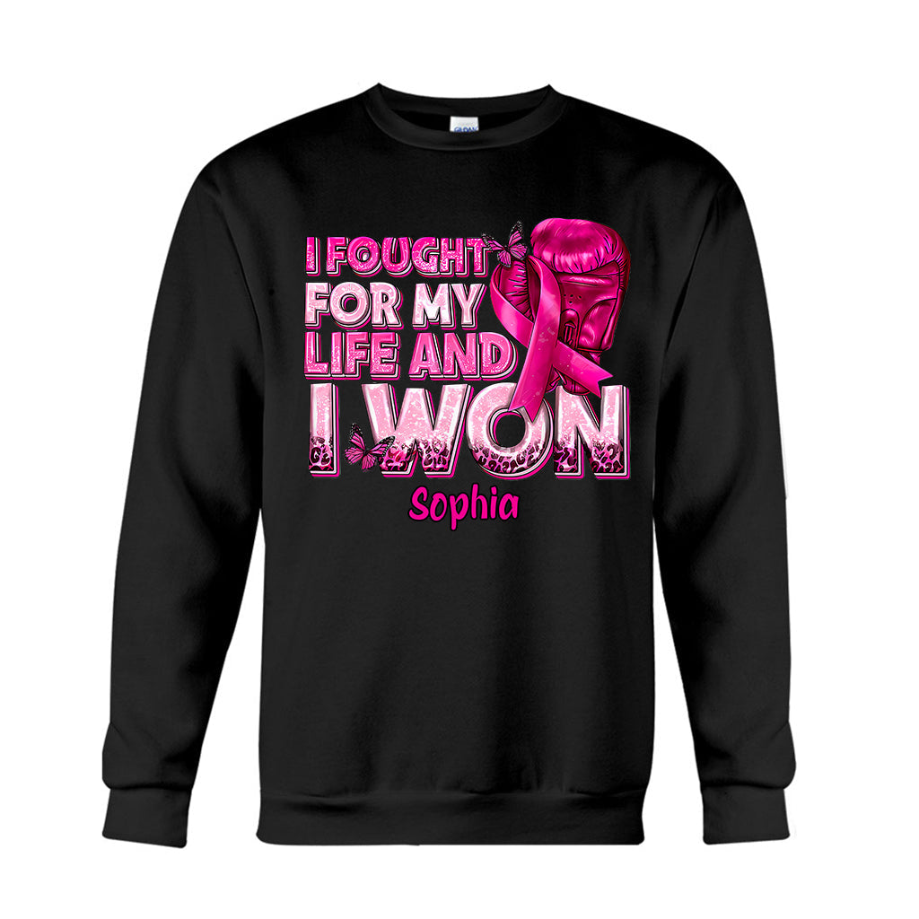 Boxing Gloves Pink Ribbon - Personalized Breast Cancer Awareness T-shirt And Hoodie