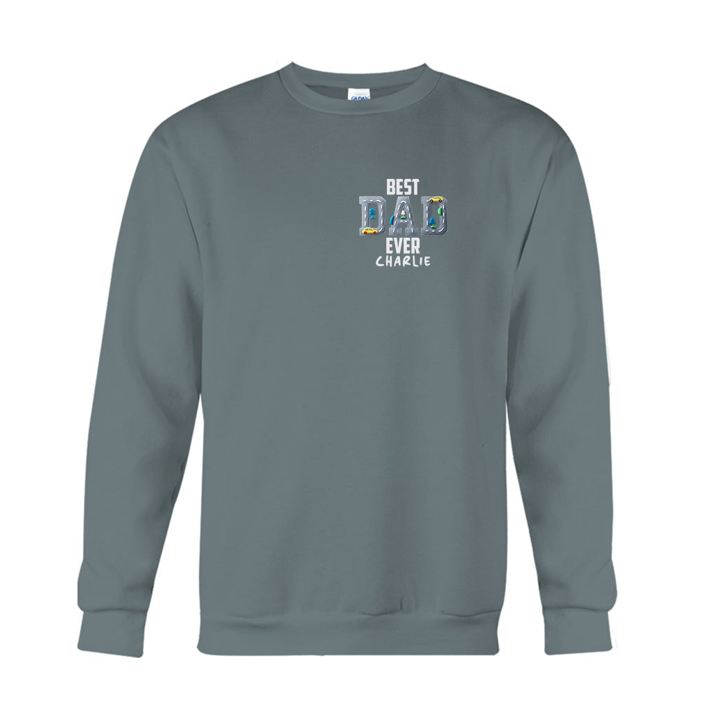 Car Road On Dad's Back - Personalized Father T-shirt And Hoodie