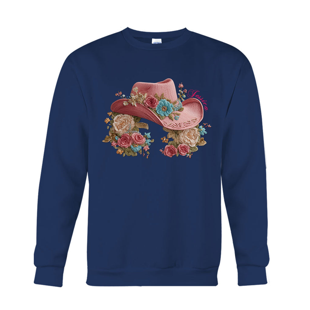 Cowgirl Hat And Flowers - Personalized Cowgirl T-shirt And Hoodie