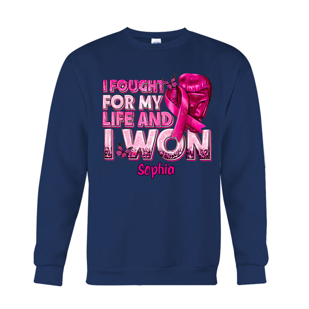 Boxing Gloves Pink Ribbon - Personalized Breast Cancer Awareness T-shirt And Hoodie
