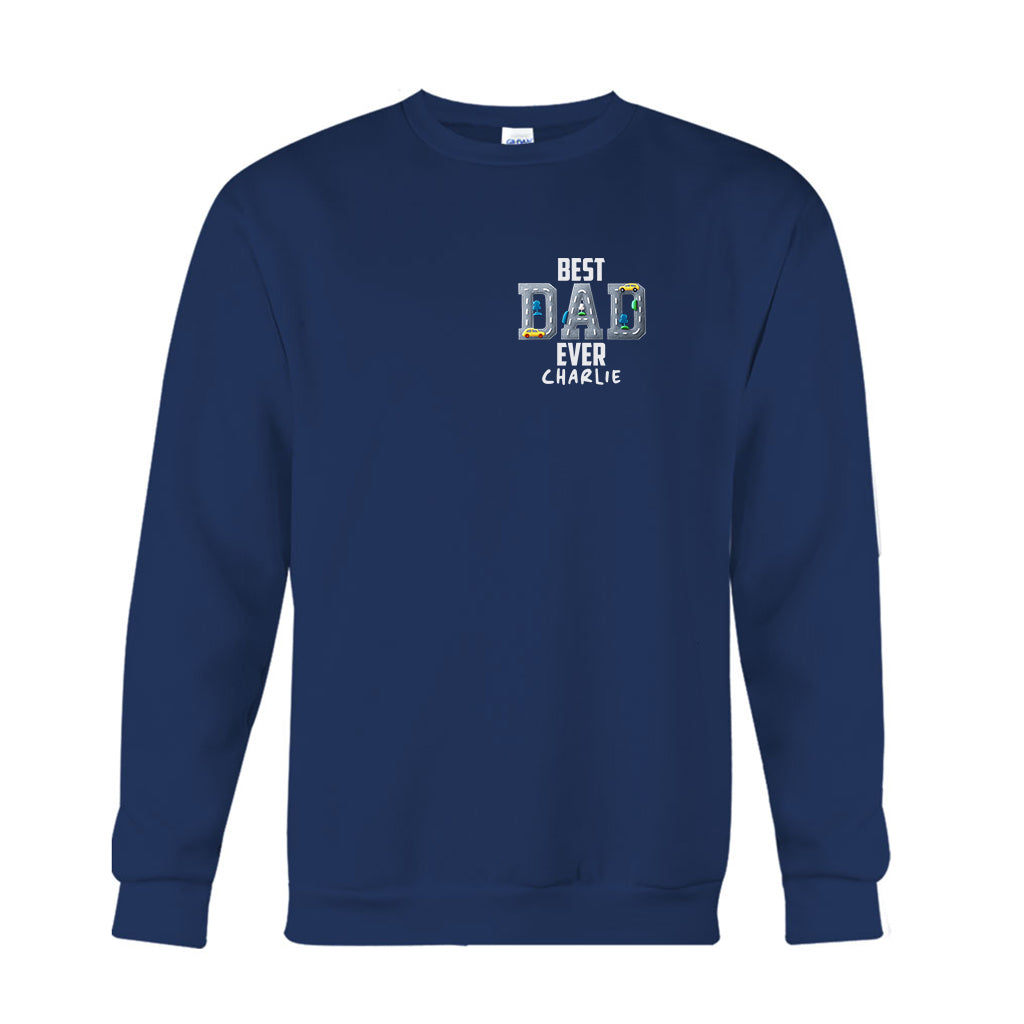 Car Road On Dad's Back - Personalized Father T-shirt And Hoodie