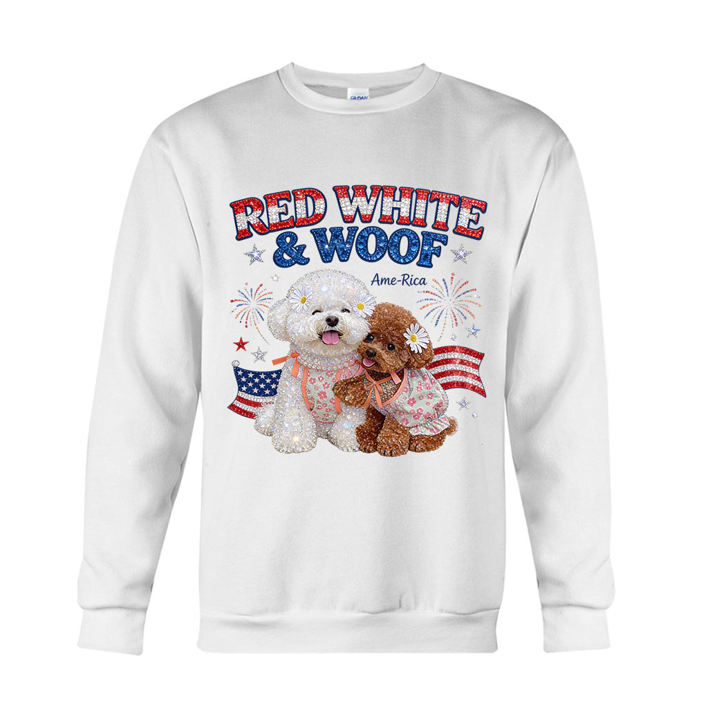 Rot Weiß Woof - Personalisierbares Hund T-Shirt und Hoodie