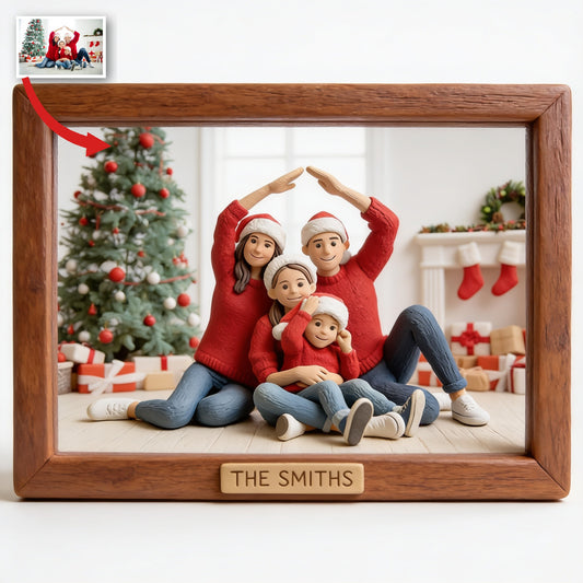 Personalized Custom Photo Christmas Family of Four Custom Shaped Acrylic Plaque Holiday Gift