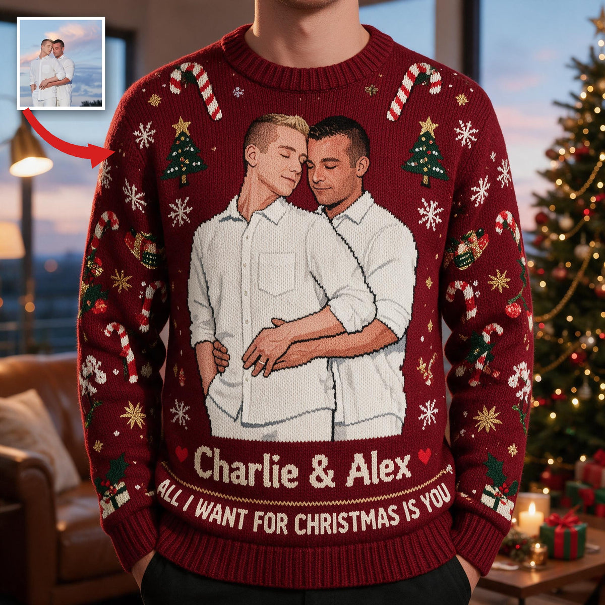 Personalisierter Weihnachts-Sweater für schwule Paare - LGBT Geschenk