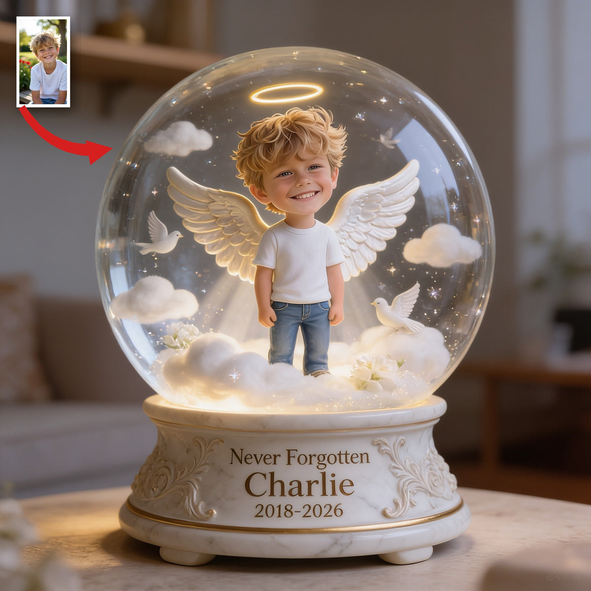 Personalisierte Gedenktafel für Jungen - Acryl-Sympathie-Geschenk