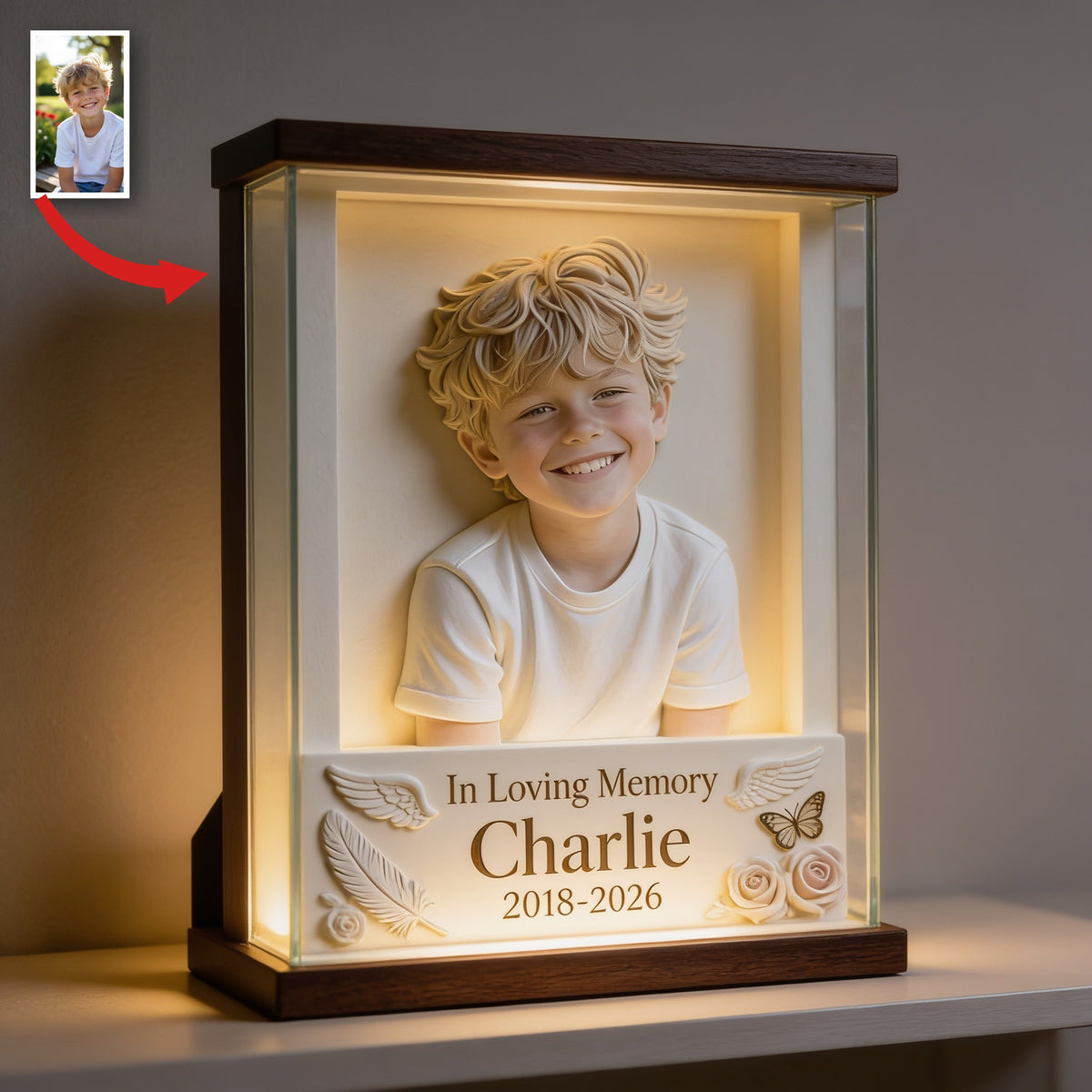 Plaque en Acrylique Personnalisée en Mémoire d'un Petit Garçon