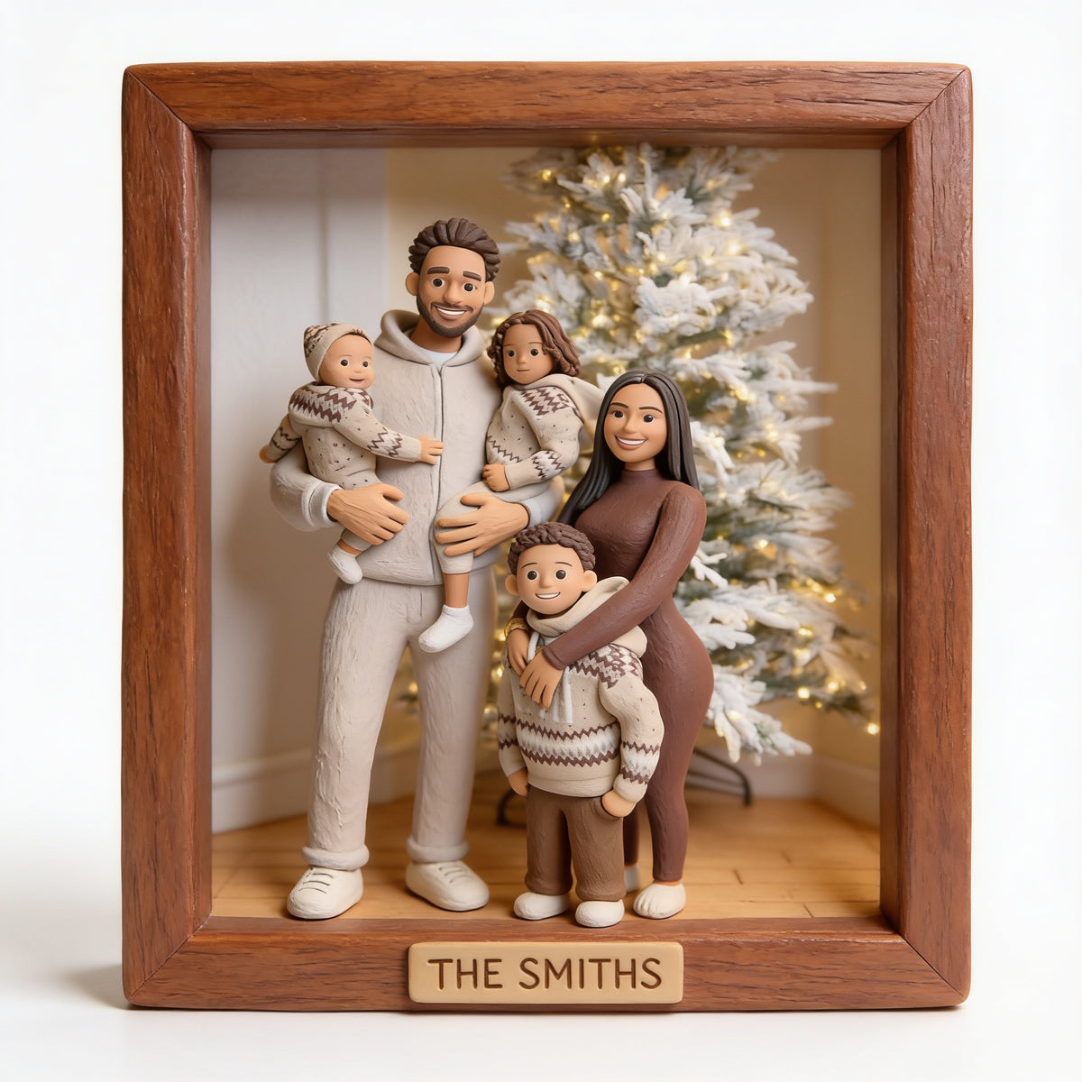 Personalized Custom Photo Christmas Black Christmas Family of Five Acrylic Plaque Home Decor