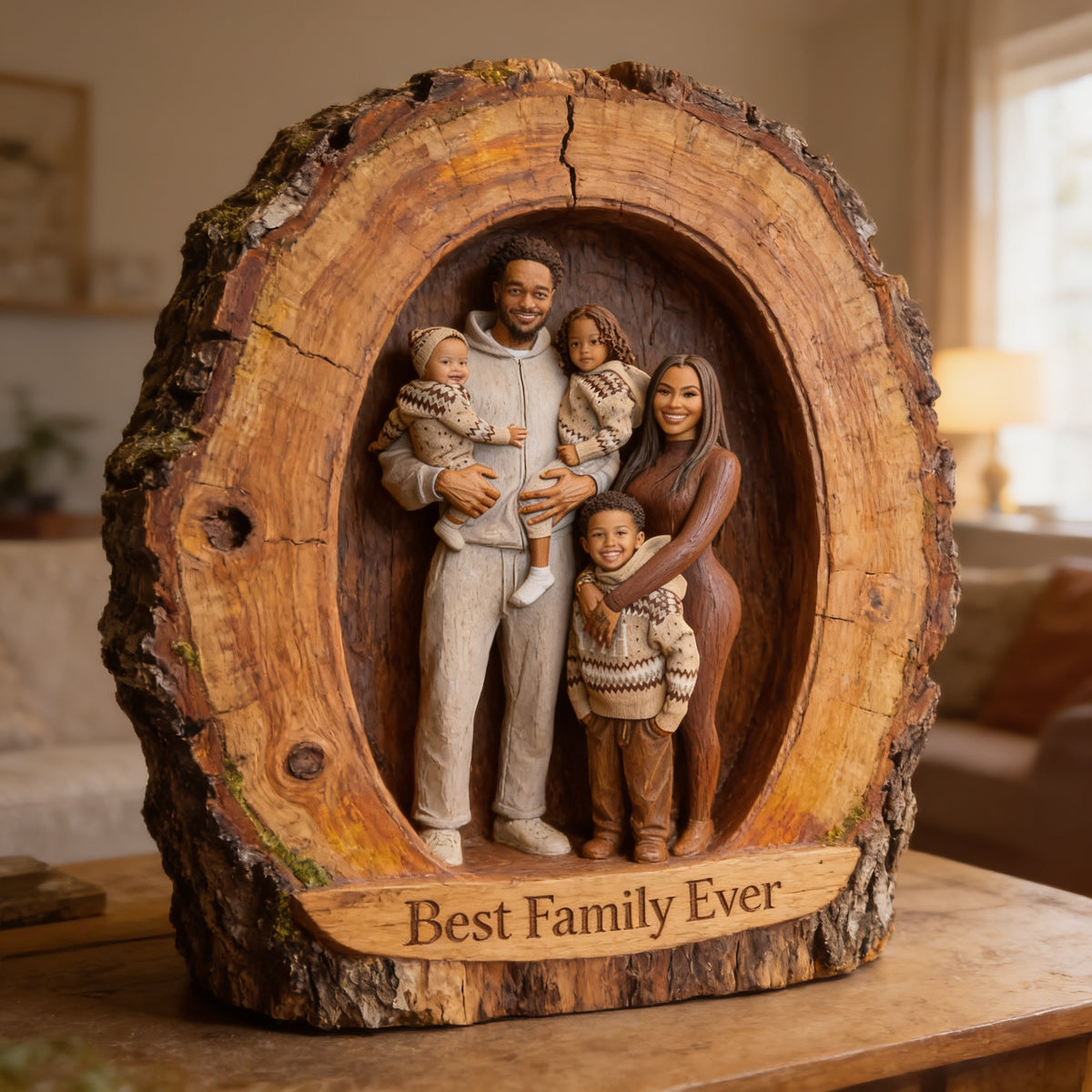 Personalized Christmas Black Christmas Family of Five Custom Shaped Acrylic Plaque