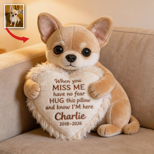 Coussin en Fausse Fourrure Personnalisé en Mémoire de Chihuahua