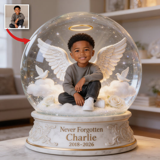 Personalized Memorial Black Little Boy Custom Shaped Acrylic Plaque Sympathy Gift