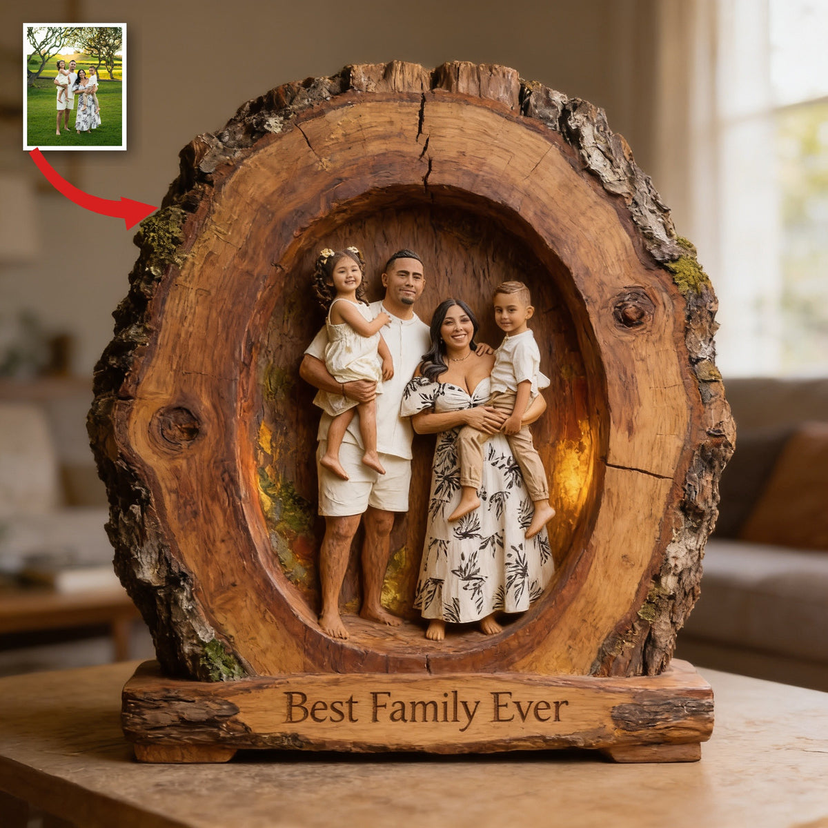 Personalized Latino Family of Four Custom Shaped Acrylic Plaque Home Keepsake