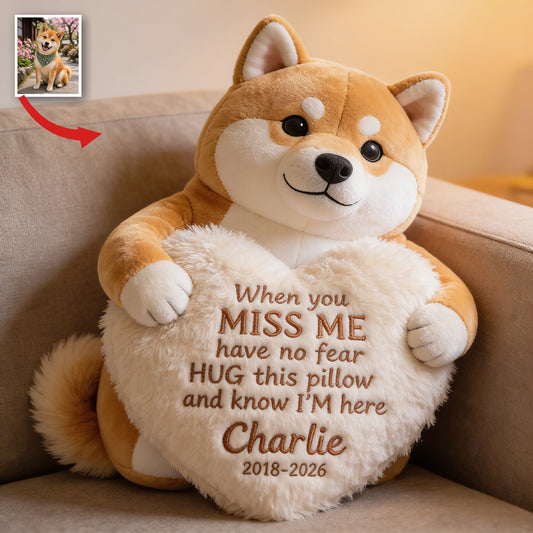 Coussin en fausse fourrure Shiba Inu personnalisé - Cadeau en mémoire