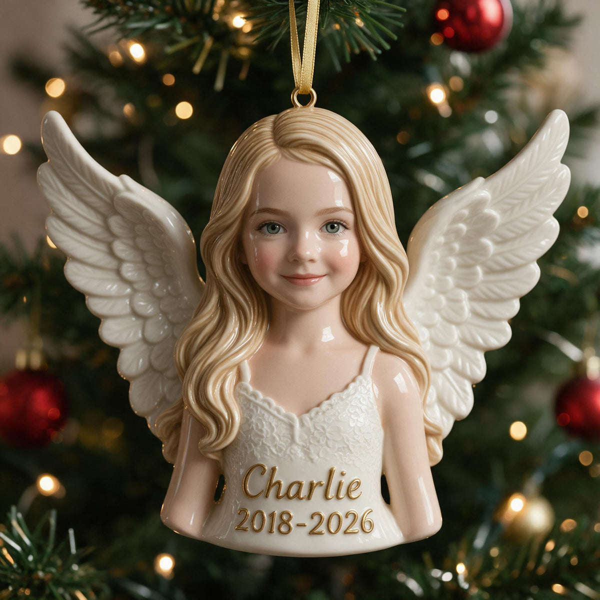 Personalisierte Weihnachts-Mädchen-Gedenk-3D-Ornament