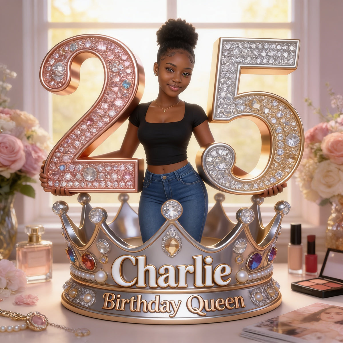 Personalized 25th Birthday Black Woman Birthday Queen Custom Acrylic Plaque