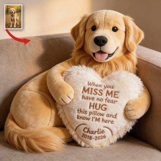 Coussin en Fausse Fourrure Personnalisé Golden Retriever en Mémorial