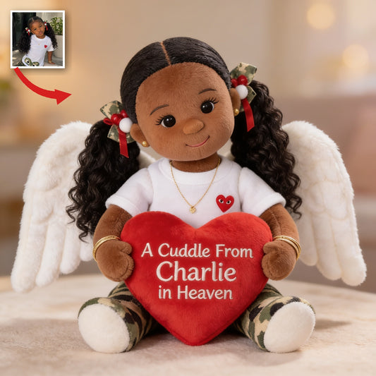 Personalized Black Little Girl Memorial Shaped Pillow Loss of Loved One Gift
