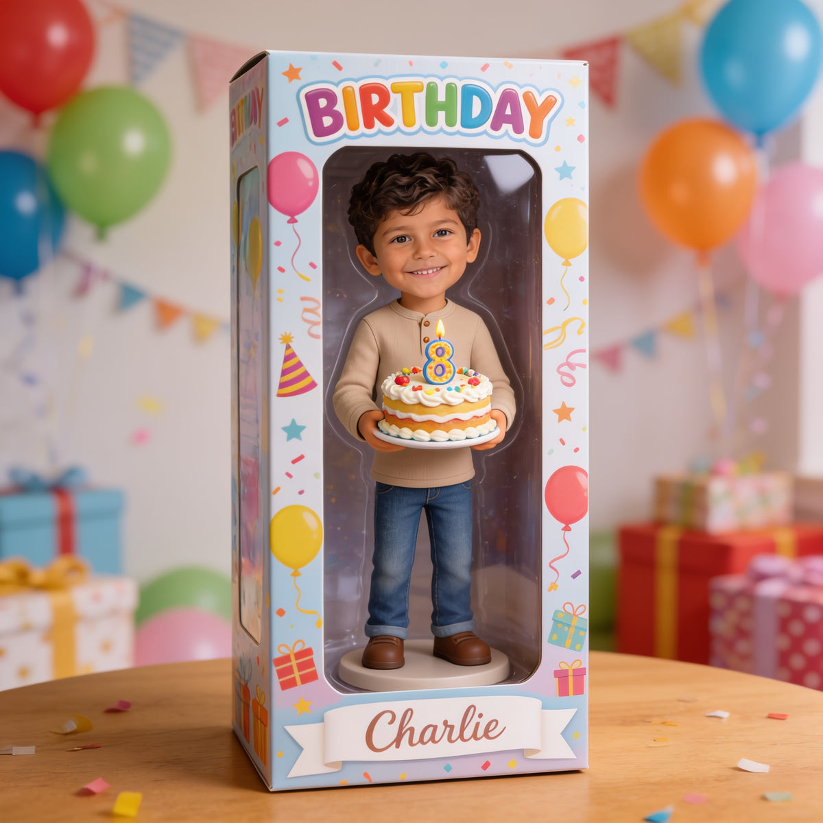 Personalized 8th Birthday Latino Little Boy Acrylic Display Box, Son Grandson Nephew Gift