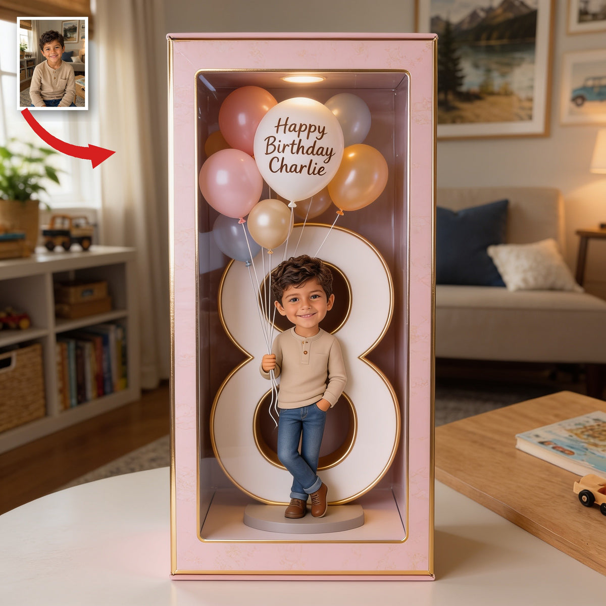 Personalized 8th Birthday Latino Little Boy Acrylic Display Box Son Grandson Gift