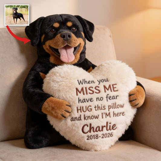 Coussin en Fausse Fourrure Personnalisé Rottweiler Noir et Feu Adultes