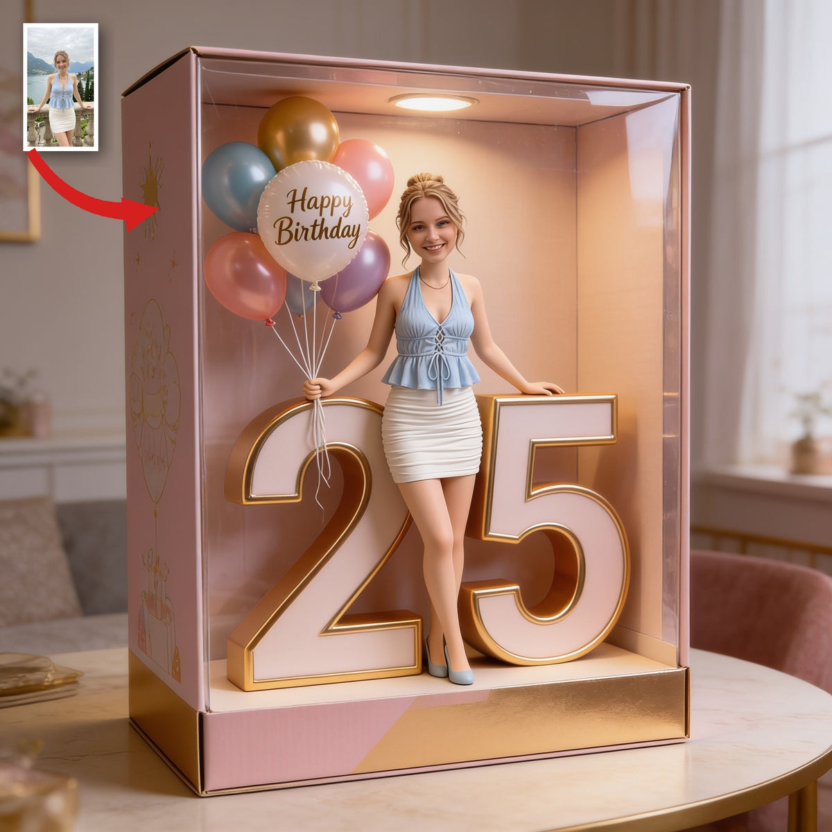 Personalized 25th Birthday Woman Acrylic Display Box Keepsake Gift