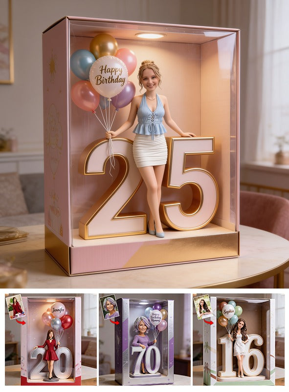 Personalized 25th Birthday Woman Acrylic Display Box Keepsake Gift