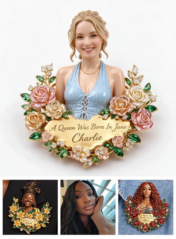 Personalized 21st Birthday Woman 3D Embossed Enamel Pin Queen Birthday Gift