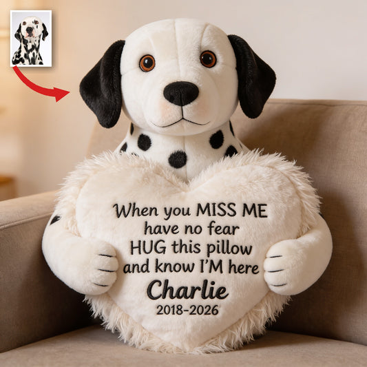 Coussin en Fausse Fourrure Personnalisé en Mémoire de Dalmatien