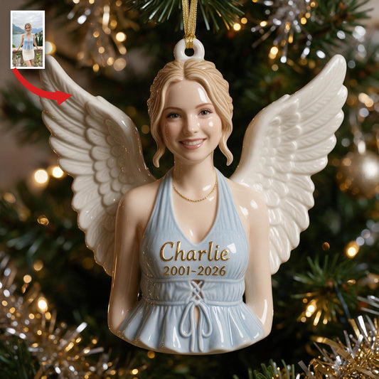 Personalized Christmas Woman Angel Memorial 3D Ornament