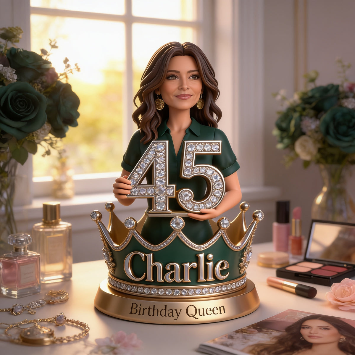 Personalized 45th Birthday Middle-Aged Latina Woman Custom Shaped Acrylic Plaque