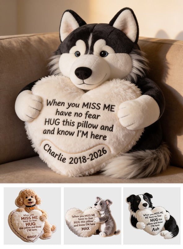 Personalized Siberian Husky Memorial Faux Fur Shaped Pillow Pet Loss Gift