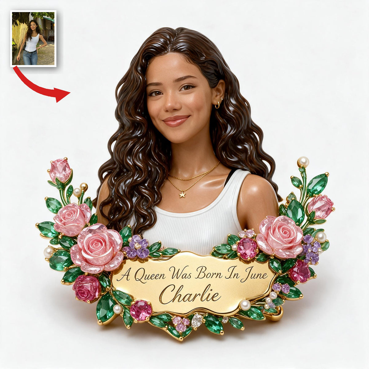 Personalized 21st Birthday Latina Woman 3D Embossed Enamel Pin Birthday Gift