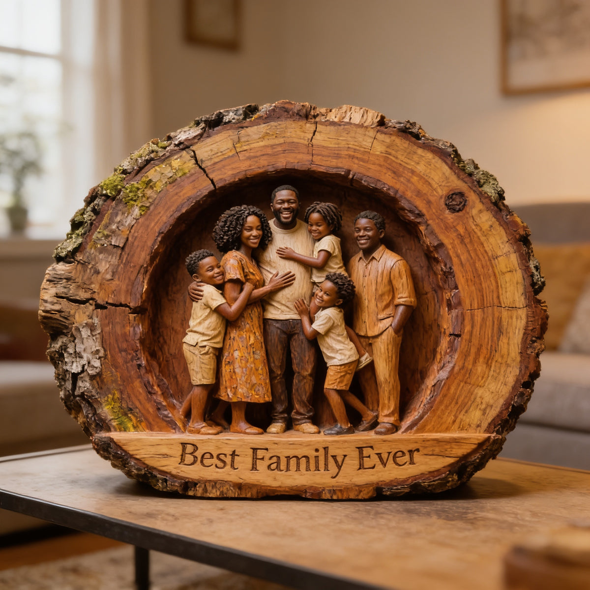 Personalized Black Family of Five Custom Shaped Acrylic Plaque Best Family Ever Keepsake