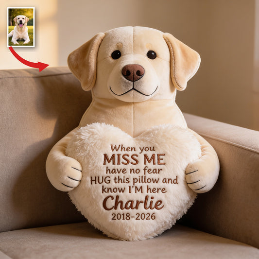 Coussin en fausse fourrure en forme de Labrador Jaune Personnalisé - Cadeau en Mémoire