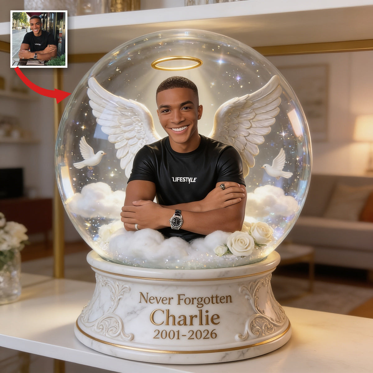 Personalized Memorial Black Man Custom Shaped Acrylic Plaque Sympathy Gift