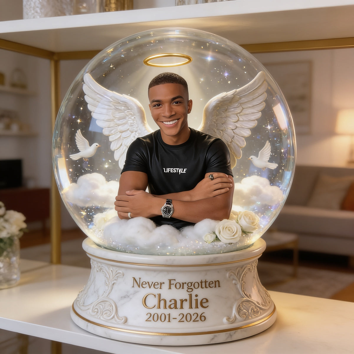 Personalized Memorial Black Man Custom Shaped Acrylic Plaque Sympathy Gift