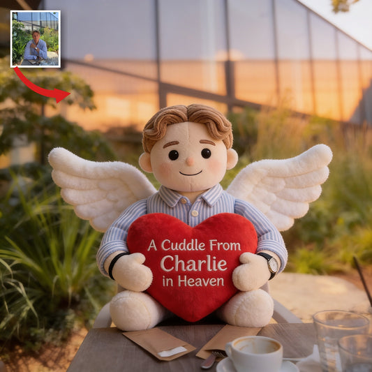 Personalized Memorial Angel Man Shaped Pillow Sympathy Gift For Lost Loved Ones