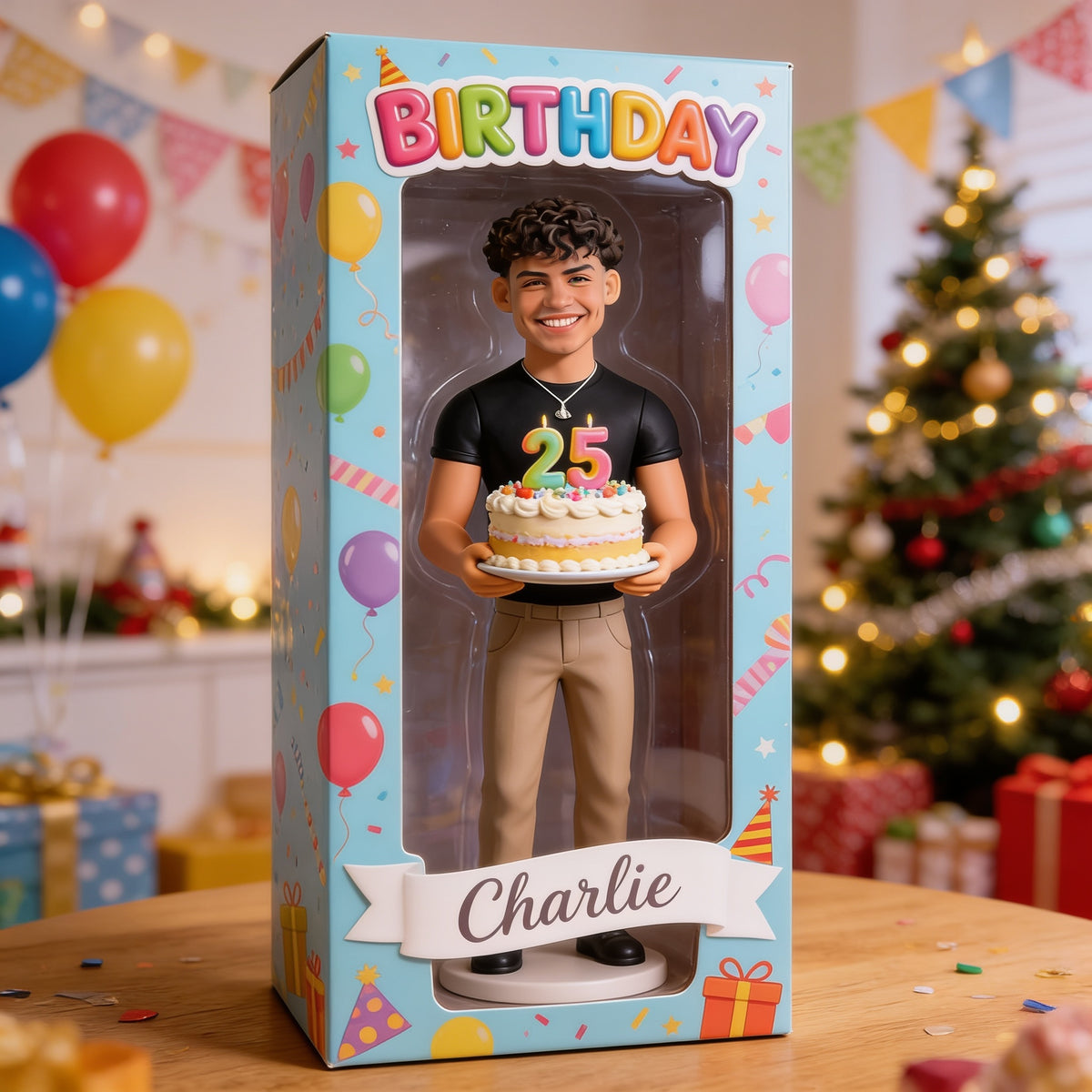 Personalized 25th Birthday Latino Man Acrylic Display Box Gift for Him