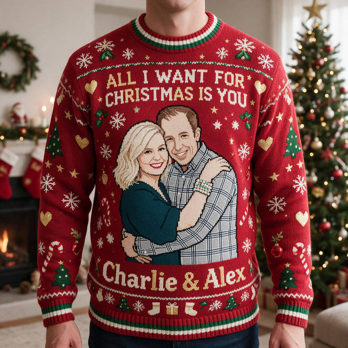 Personalized Christmas Middle-Aged Couple 30th Anniversary 1996 Ugly Sweater