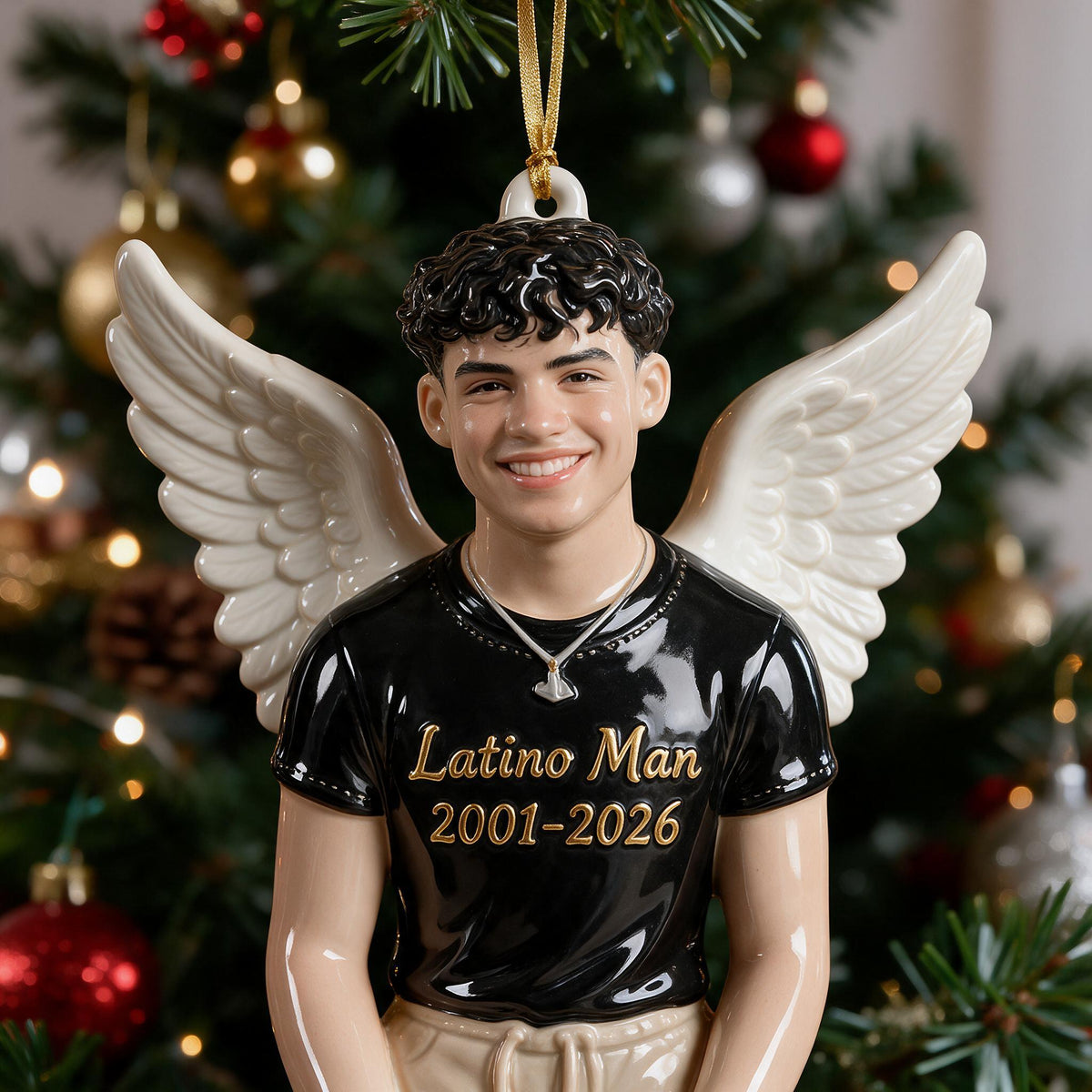 Ornement en Résine 3D Ange Latino Personnalisé pour Noël
