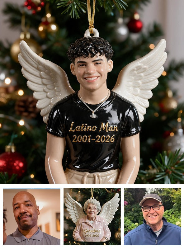 Ornement en Résine 3D Ange Latino Personnalisé pour Noël