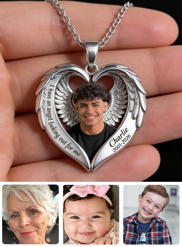 Personalized Memorial Latino Man Heart Photo Pendant Necklace Keepsake