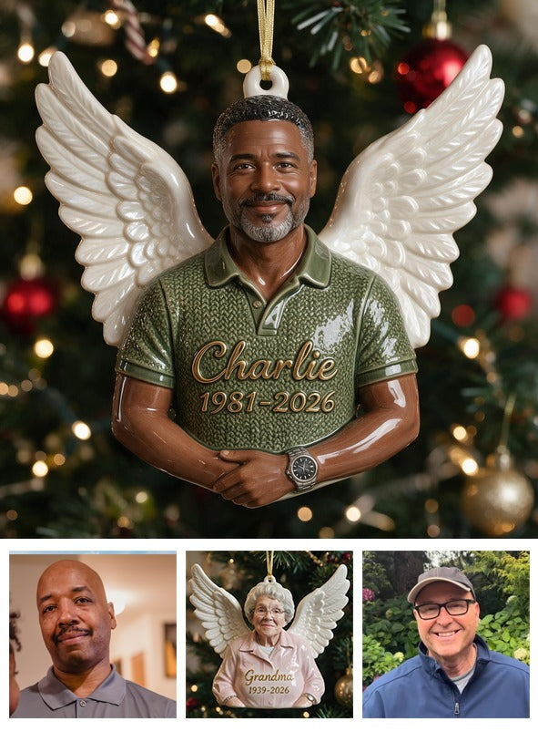 Personalisierte Weihnachts-Mittelalter Schwarzer Mann Gedenk 3D Ornament, Papa Ehemann Andenken