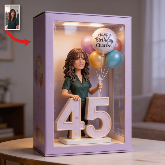 Personalisierte 45. Geburtstags-Acryl-Displaybox für mittelalte Latina