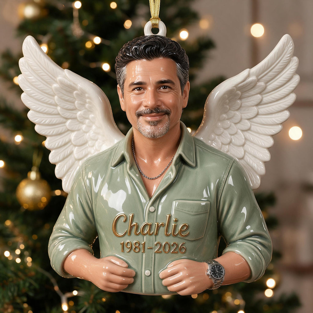 Personalisierte Weihnachts-Mittelalter Latino Mann Gedenk 3D Ornament